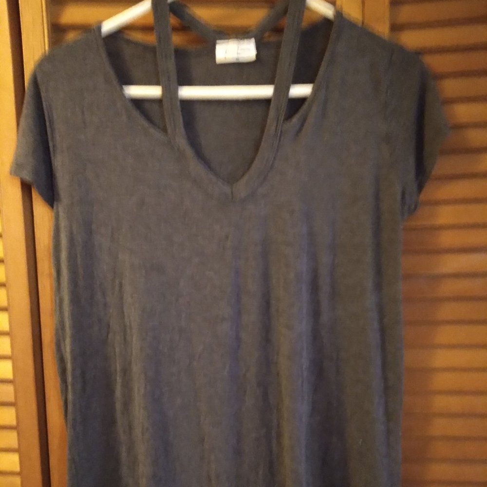Gray women blouse short sleeve size M